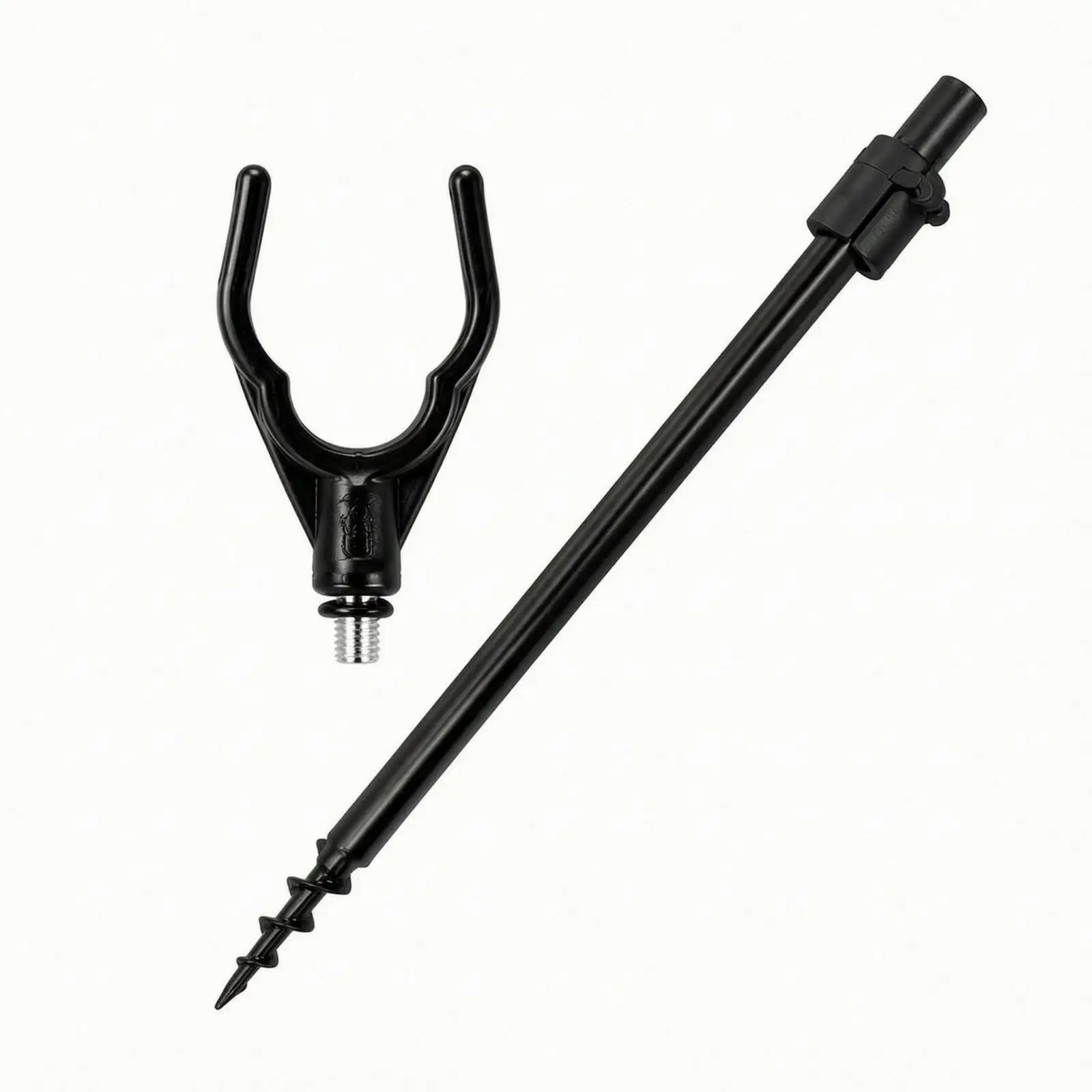 Adjustable Fishing Rod Ground Stake | Pointed Screw-in End, Secure Locking Clamp, Rod Holder with notched Head