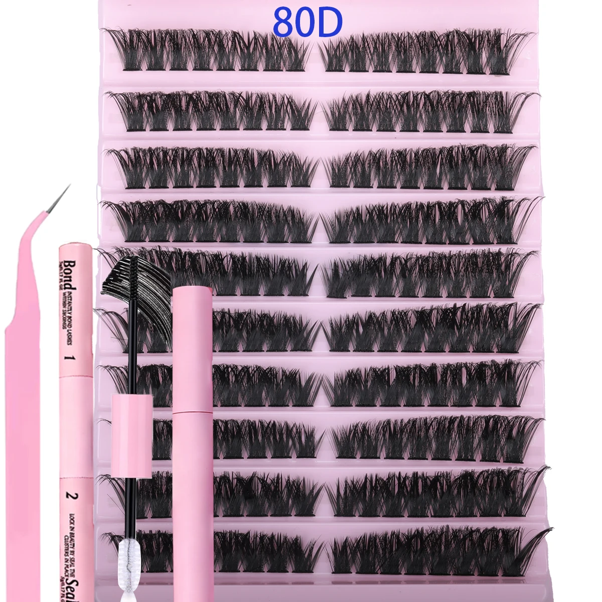 HBZGTLAD Wimpern-Cluster-Set DIY Wimpernverlängerungs-Kit Einzelne Wimpern-Cluster mit Wimpernkleber & Versiegelung & Entferner Wimpernverlängerung