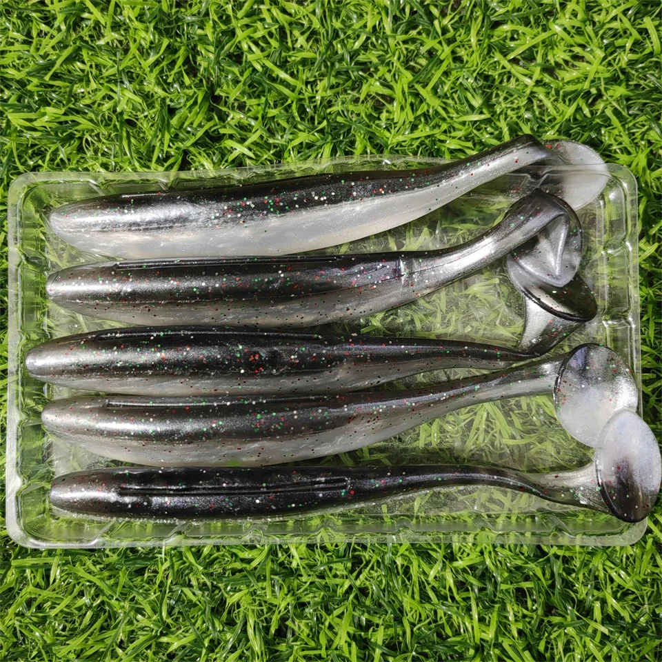 MUKUN 5 Stück 12 cm 8,5 g T-Tail Swimbait Weicher Silikon-Wurmköder Künstlicher Köder Wobbler für Meeres- und Süßwasser-Angelausrüstung
