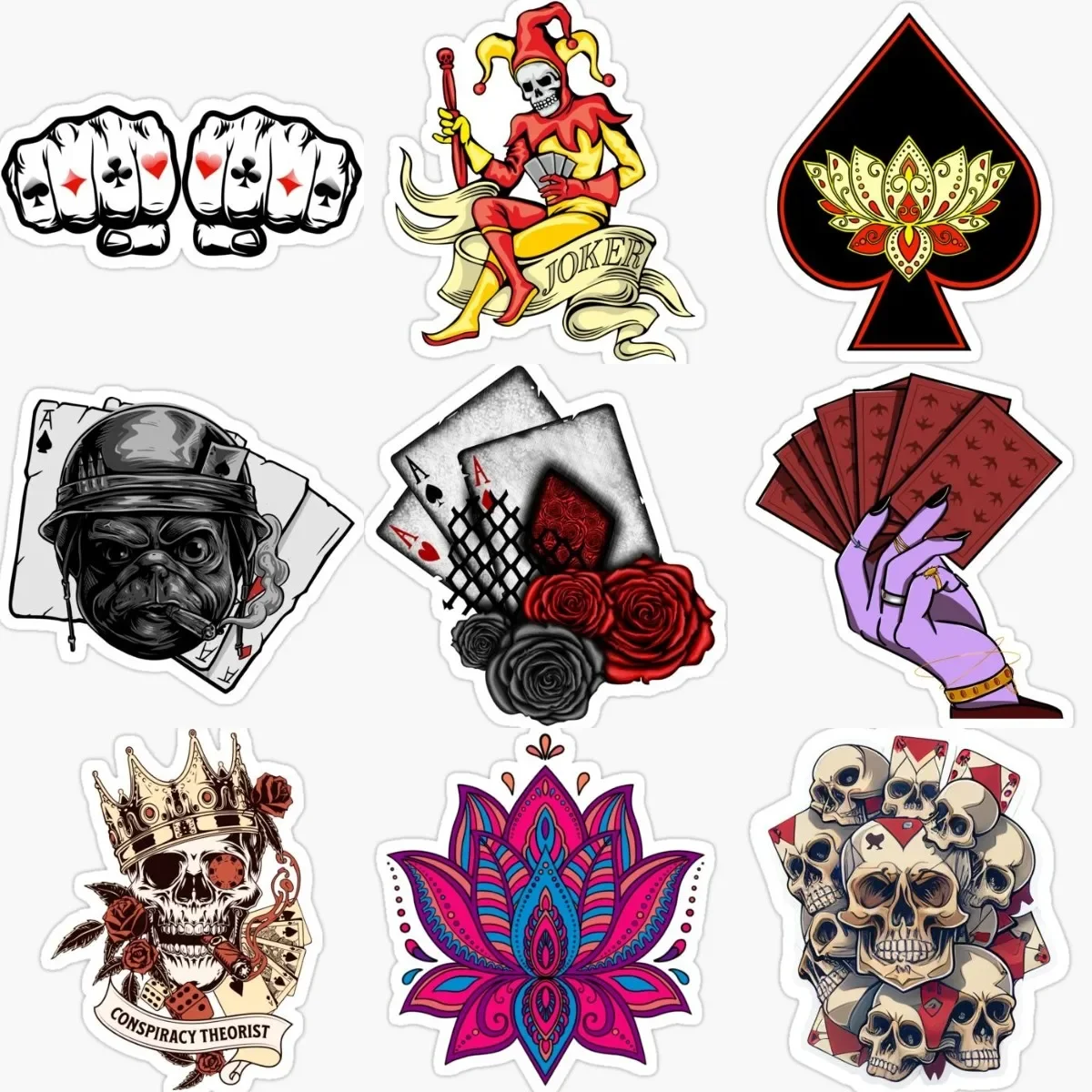 

Creative Playing Card Spades Skull Sticker Motorcycle Laptop Car Window Wall Room Bicycle Wall Door Helmet Decals Customizable