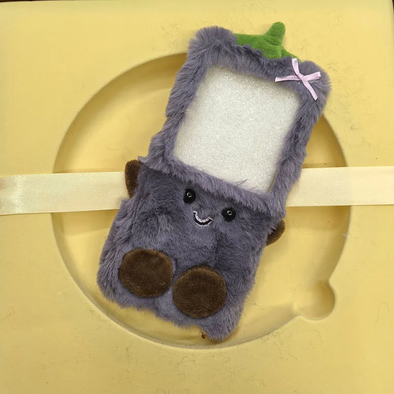 لطيف الكرتون ثلاثية الأبعاد الباذنجان أفخم الحال بالنسبة لسامسونج غالاكسي Z فليب 7 6 5 4 3 2 1 Flip6 Flip5 رقيق شتاء دافئ فروي الفراء الصلب غطاء #2