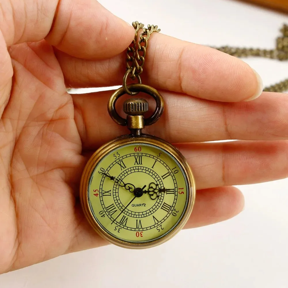 미니멀리스트 레트로 석영 주머니 시계 펑크 목걸이 남여 남성 여성 포켓 FOB 시계 시계 노인을위한 독특한 선물