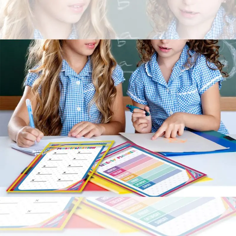 جيوب مسح جافة للخدمة الشاقة ، حاملات التذاكر ، واقيات الملاءات ، شفافة من الأمام والخلف ، قابلة للغسل للأطفال والبالغين والطلاب ، 10 *