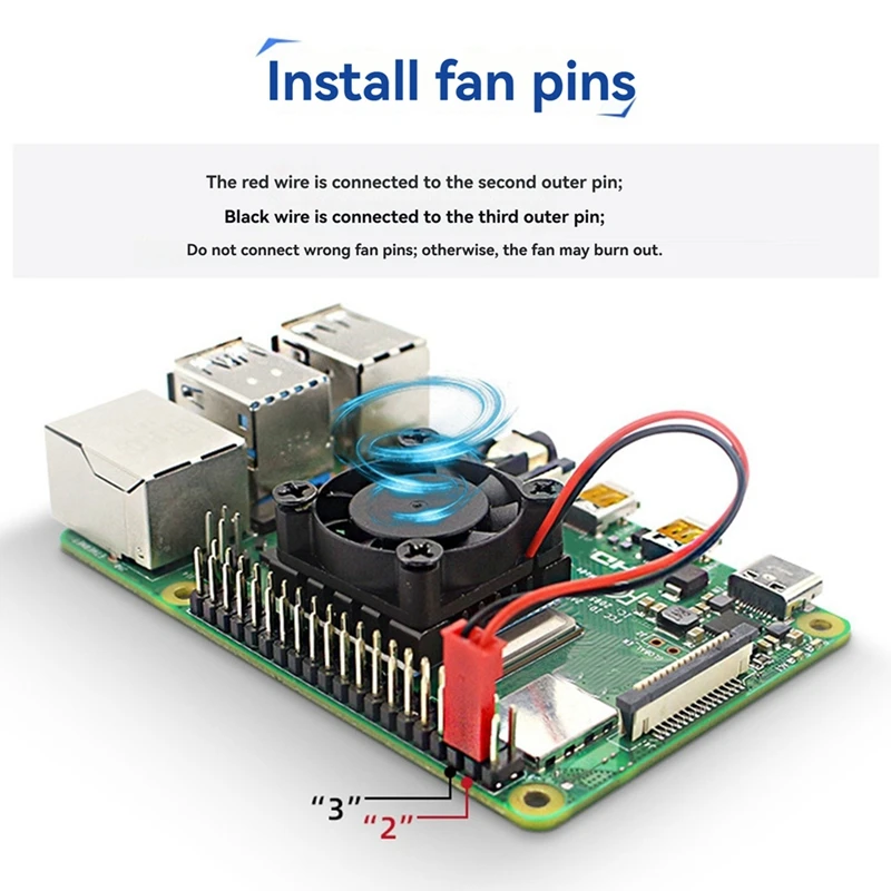 For Raspberry Pi 4B Cooling Fan Kit With Aluminum Heat Sink And Silicone Pad Enhanced Cooling For Optimal Performance