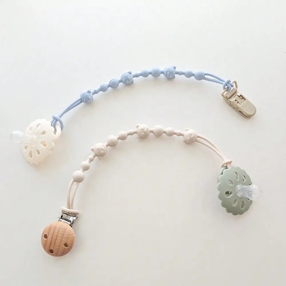 1 قطعة مصاصة الطفل سيليكون مكافحة الإفلات سلسلة مع الخرز الرضع مهديء الحلمة حامل قصاصة لسهولة التغذية والراحة #4