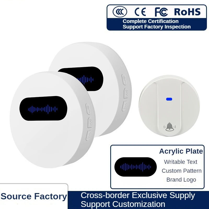 Sem fio Home Bem-vindo Smart Doorbell, Self-Powered, IP68 impermeável, 180m remoto, UE, Reino Unido, EUA Plug, Chamada Idosos, 38 Canções