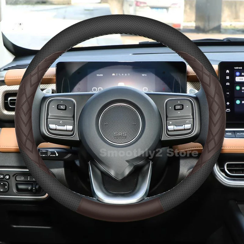 

Car Leather Steering Wheel Cover For GWM Poer 2023 2024 2025 Non-slip Auto Steering Wheel GWM Poer Accessories 2025