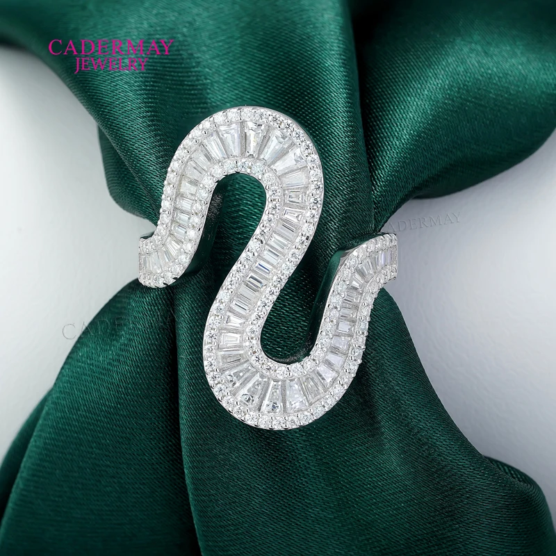 

Ювелирные изделия Cadermay: Кольца-змеи из 100% серебра 925 пробы с муассанитом, кольца с багетными муассанитами, подарок для мужчин и женщин, для вечеринок