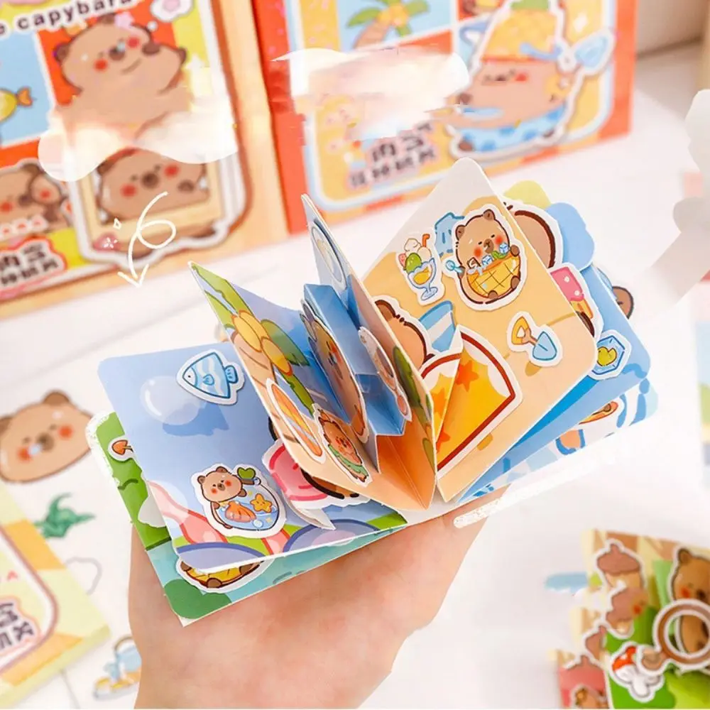 

Handmade Capybara Quiet Book Funny DIY Materials Free Cutting Pull Mechanism Book Montessori 3D DIY Paper Capybara Toy Children