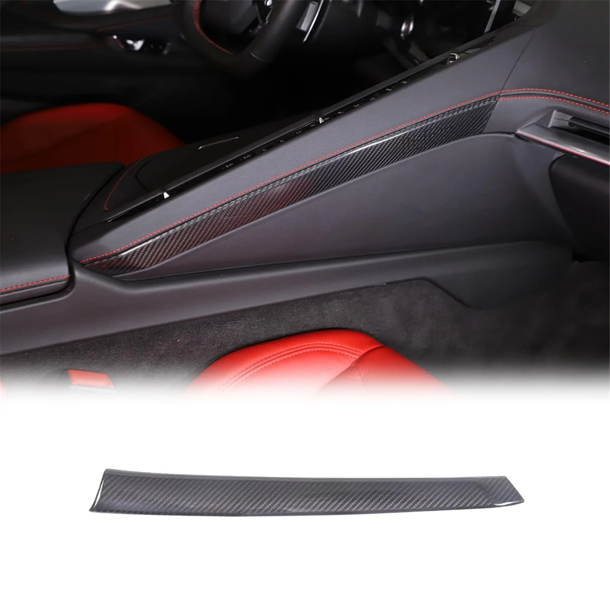 Real Carbon Fiber Center Console Passenger Side Panel Trim Strip Cover for Chevrolet Corvette C8 2020-2024 Accessories