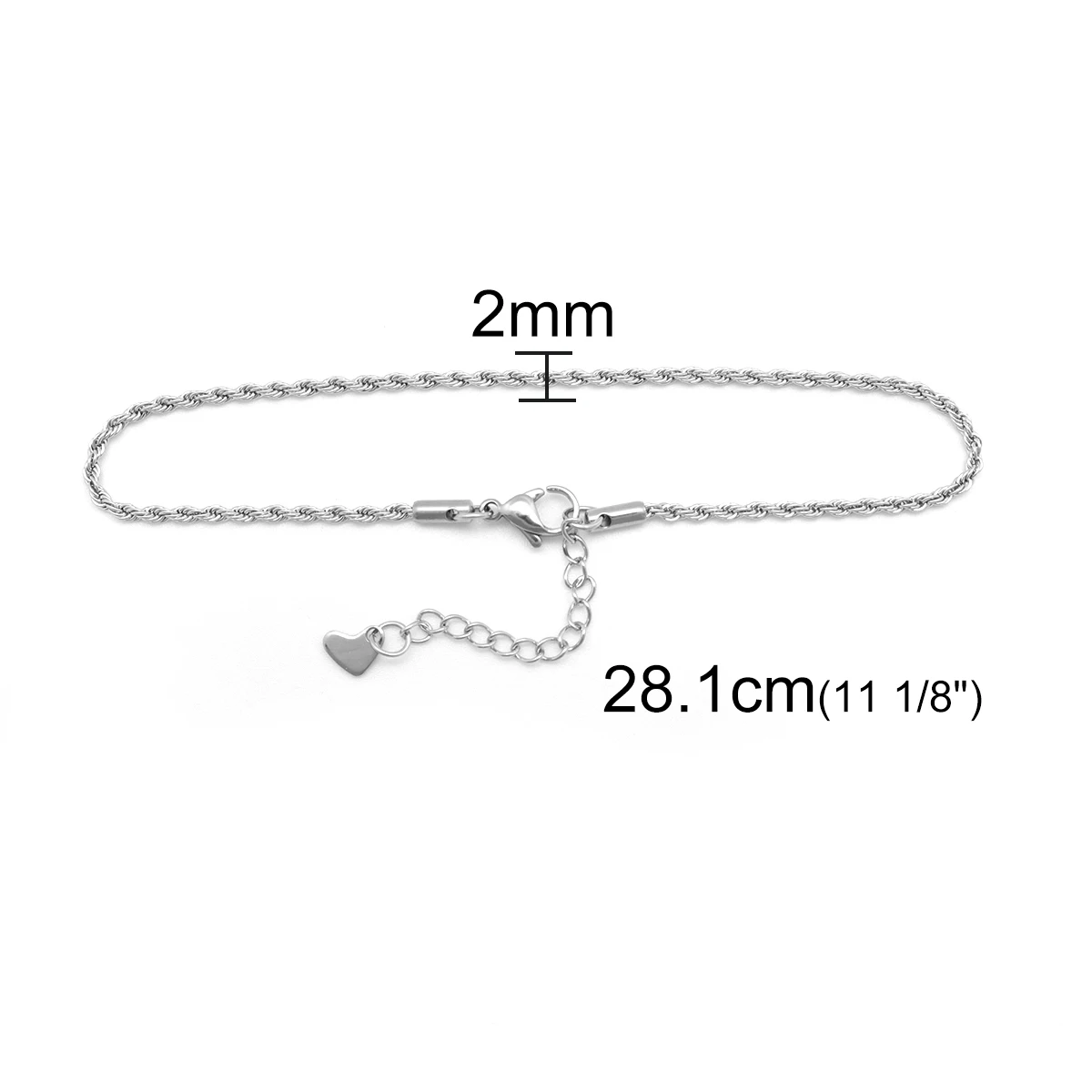 304 Stainless Steel Anklet Silver Color Anklets For Women Girls Leg Fashion Jewelry Barefoot Beach 23.3cm(9 1/8