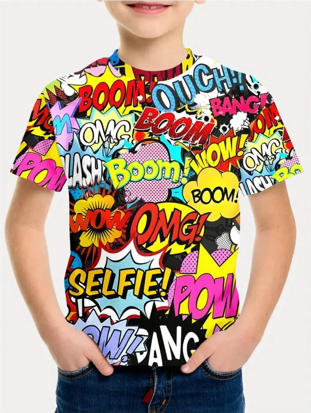 

Children's Clothing T-Shirt Graffiti Street 3D Print Hip Hop Tops Summer Cool Tee Shirt Casual Vintage 80s 90s Short Sleeve Top