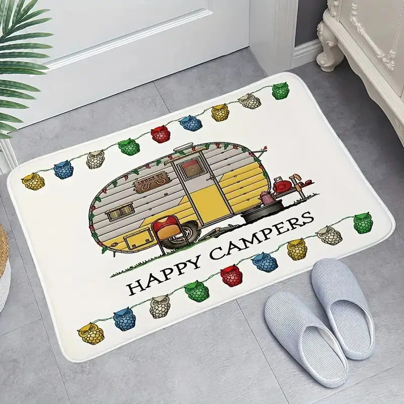 Happy Campers Kitchen Mat Living Room Carpet Non-Slip Floor Mat Laundry Room Bath Mat Decor Bedroom Balcony Rugs Hallway Doormat