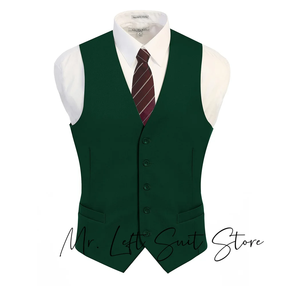 

Sleeveless Men's Suit Vests Single Breasted Slim Fit Groomsmen Waistcoat for Wedding Business Male Coat Customized