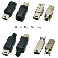 10Pieces Mini USB Male Connector USB 2.0 Jack 5Pin 3 In 1 or 4 In 1 Assemble DIY Wire With Plastic Cover Iron Cover