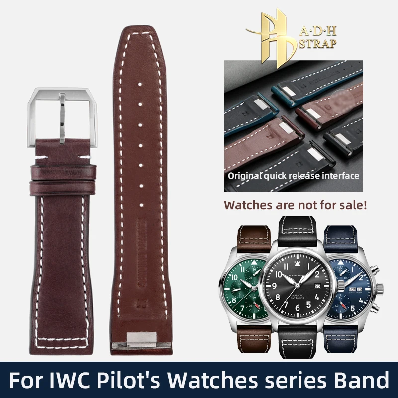 Italian Calfskin Strap For IWC Pilot\'s Watches Series IW388103 IW378005/003/001 Quick Remove Hand Watch Strap 20MM 21MM Band