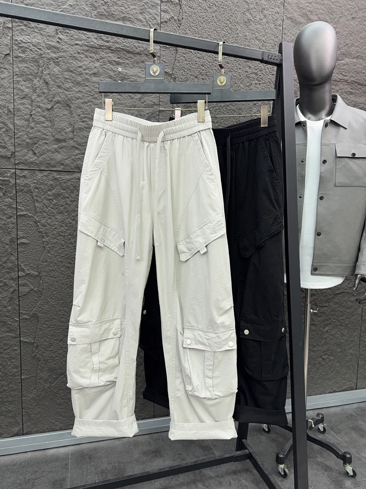 

Comfortable Cotton Work Trousers Men's Loose Straight Leg Spring Faion Multi-ket Utili Pants Urban Sle Color