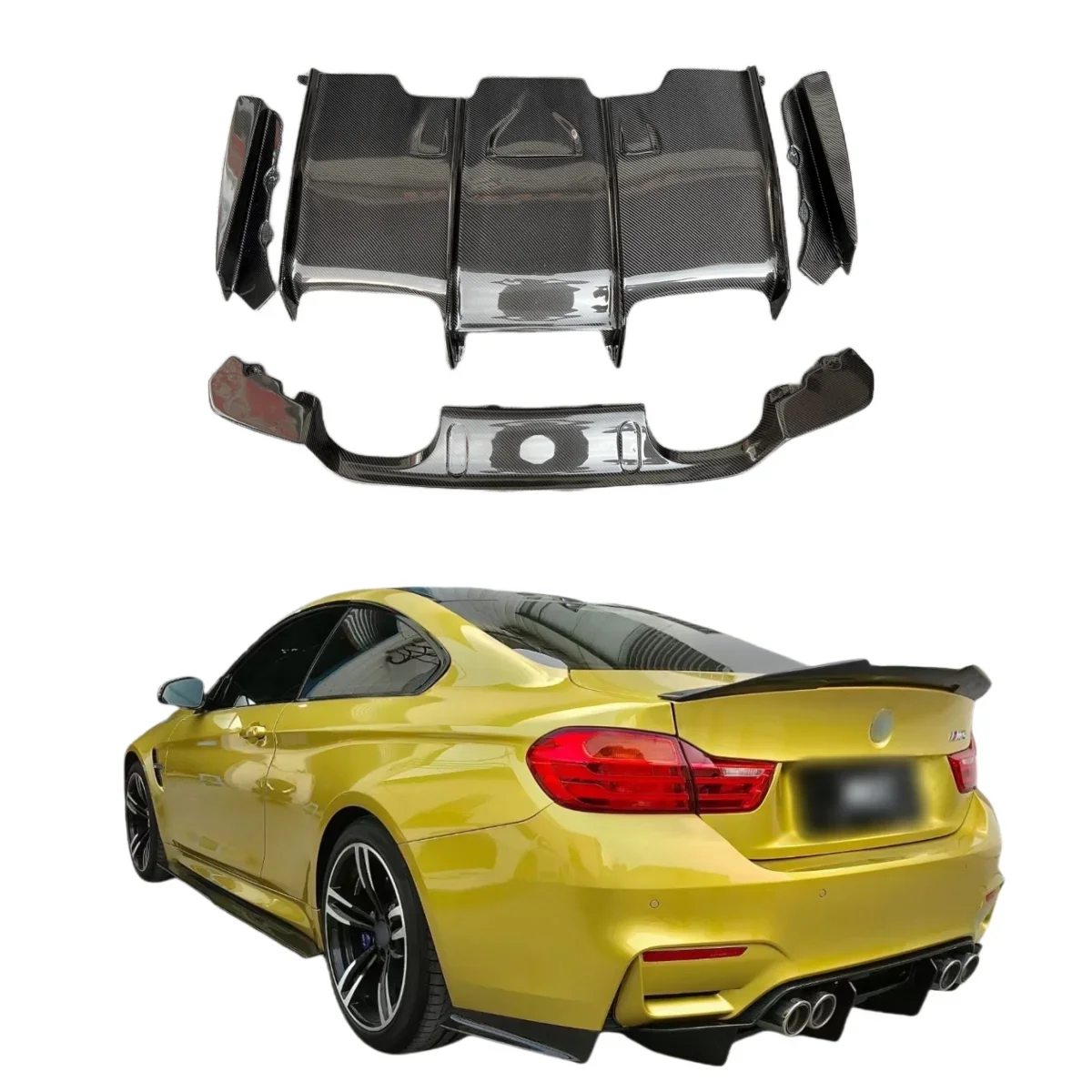 Диффузор заднего бампера из углеродного волокна в стиле PSM для F80 F82 M3 M4, карбоновая задняя губа диффузора Диффузор заднего бампера из углеродного волокна в стиле PSM для F80 F82 M3 M4, карбоновая задняя губа диффузора