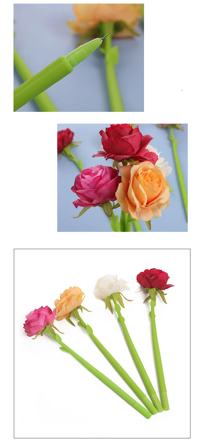 1-teiliger Lytwtw's süßer Kawaii-Gelstift mit Rosenblüten, für Büro, Schulbedarf, Schreibwaren, kreativ, süß, hübsch, weicher Stift – Detail 2