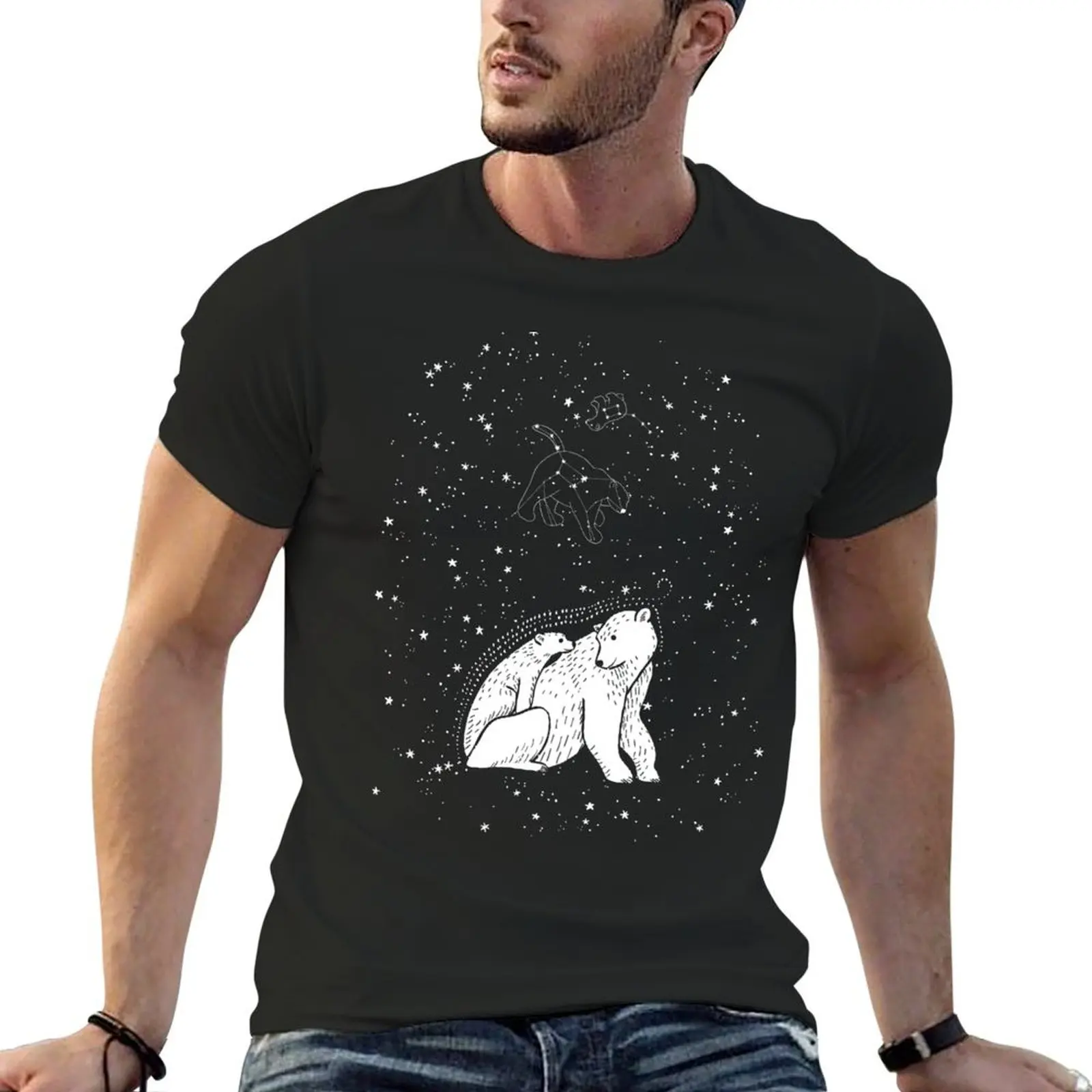 Polar Bear and Constellation Arctic Night Sky Stars T-Shirt designer shirts graphic tee shirt sweat shirts, men