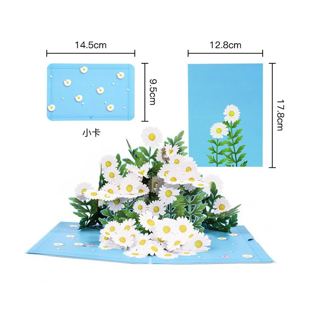 INS Style 3D Pop-up Flower Bouquet Card Birthday Teacher’s Day Mother’s Day Thank You Card Creative Handmade Greeting Card