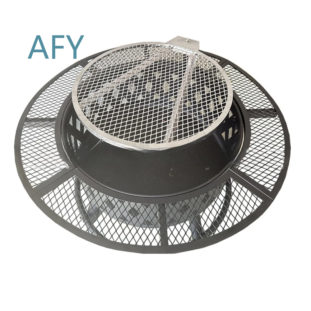Round Outdoor Charcoal Grill for BBQ Cooking Tea Oven Roasting Plate Rotating Bonfire Stove Patio Grill Camping Backyard