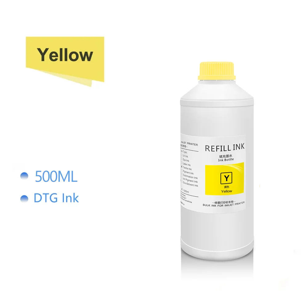 500ml DTG Ink For DX5 DX6 DX7 TX800 I3200 Textile Garment Ink For Epson L1800 1390 R1900 R3000 9600 4800 F2000 F2100 Printer