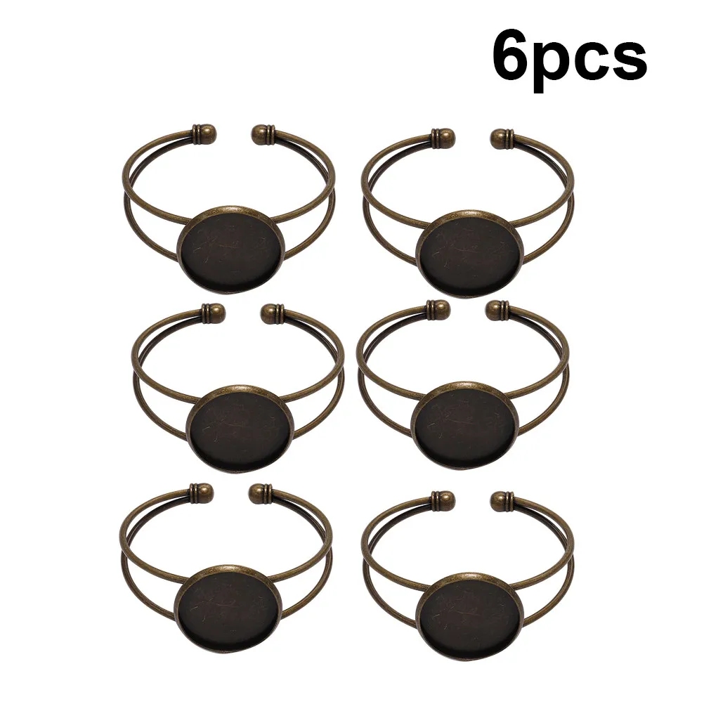 

6pcs 25Mm Round Copper Bracelet Base Bezels For Diy Jewelry Making Craft Resin Pendant Glass Chain Oval Bronze