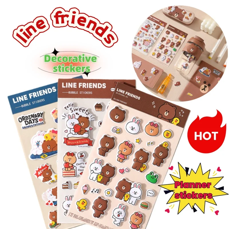 

Новая линия друзей Brown Sally Cony Choco, индивидуальные креативные трехмерные наклейки с пузырьками, милые наклейки с героями мультфильмов для студентов