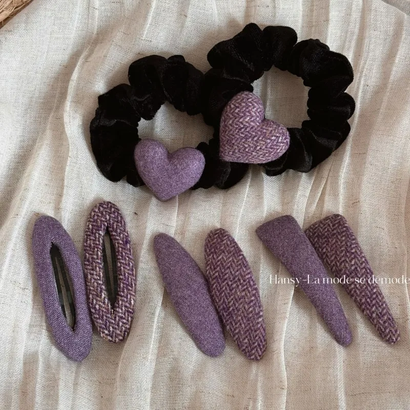 

Purple fabric hairpin high-end triangular bb clip fashionable versatile side clip hair accessories