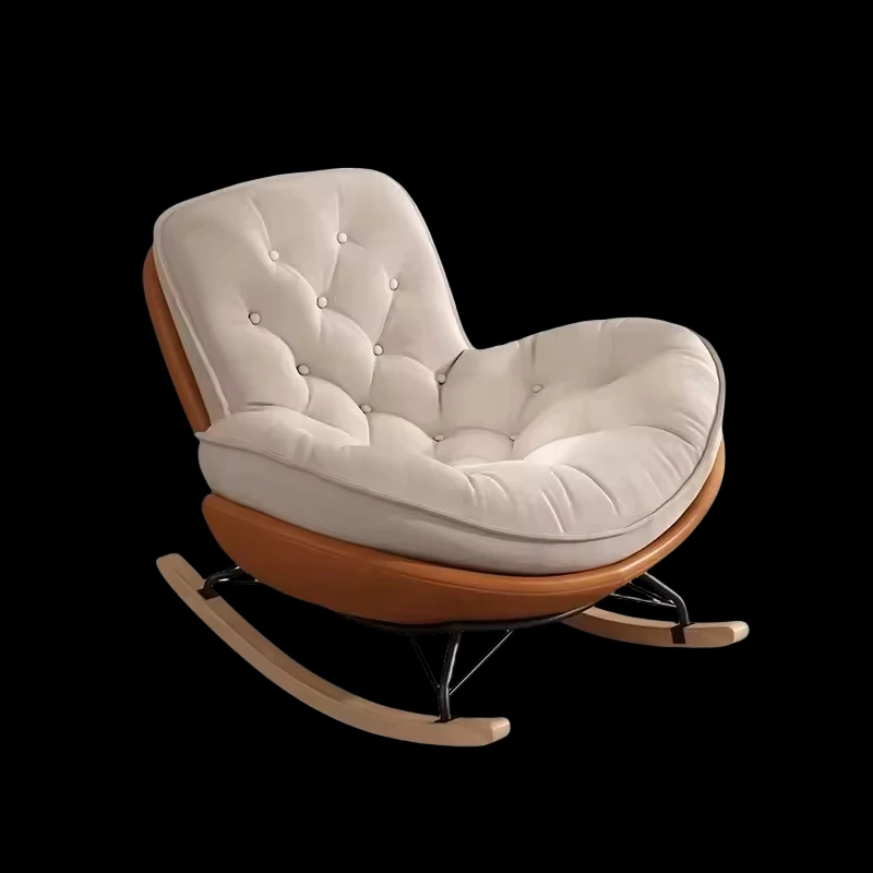 Modern luxury rocking chair recliner environmentally friendly fabric comfortable knife leg hotel living room bedroom
