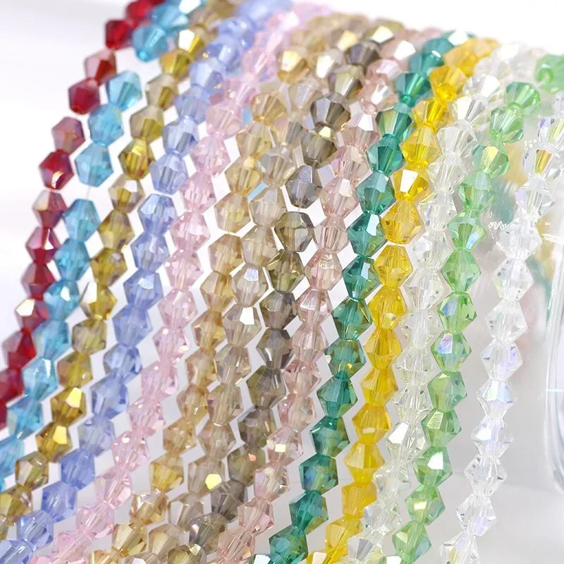 100PCS Doppelkegel Kristall Glas Perle Bunte Lose Spacer Glas Perle für Schmuck Machen DIY Halskette Ohrringe Armbänder Zubehör