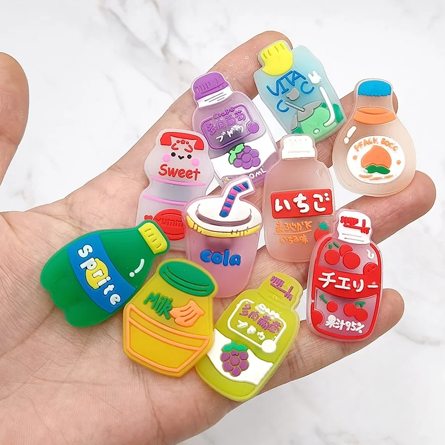 1Pcs PVC Shoe Buckle Accessories Funny DIY Soda Yogurt Bottle Shoes Upper Pins Decoration Sandal Charms Kid Party Gift