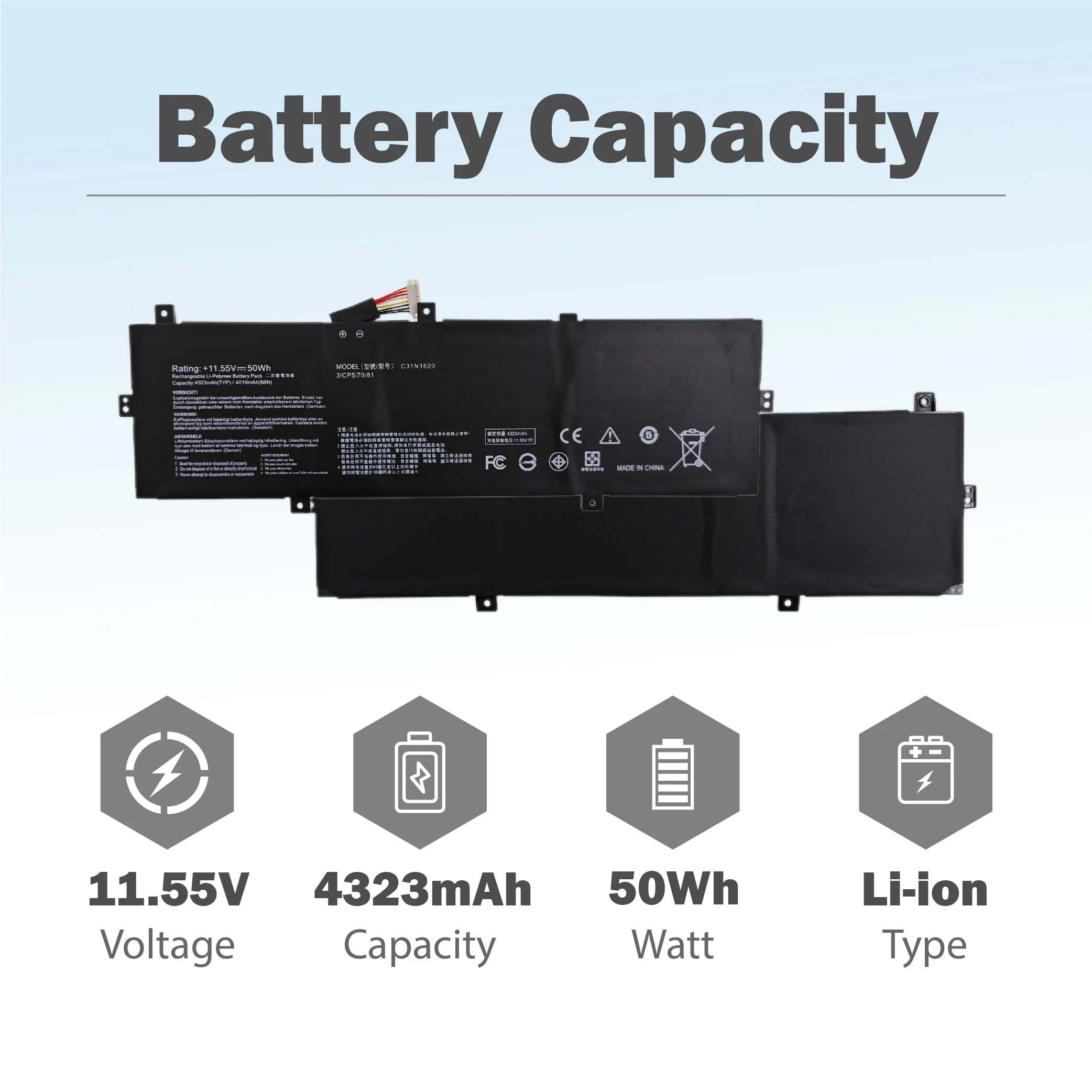C31N1620 50Wh Laptop Battery Replacement For ASUS Zenbook UX430 UX430U UX430UA UX430UN UX430UQ PU404 PU404UF+Tools