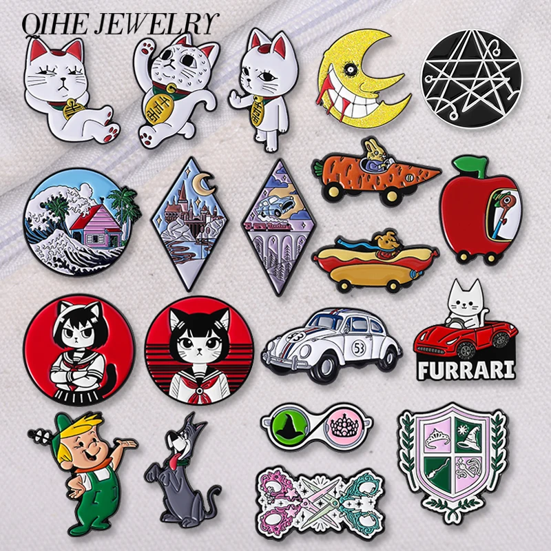 

1-3Pcs/Set Cartoon Anime Movies Magic Witch Brooch Enamel Pins Japanese Anime Lucky Cat Boy Girls Brooches Lapel Badge Jewelry