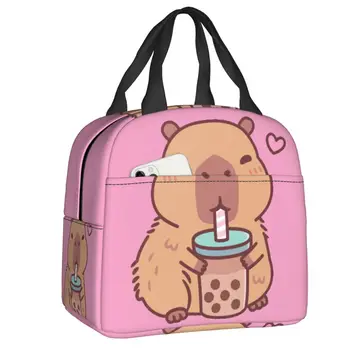 Bolsa de almuerzo personalizada con diseño de capibara para mujer, bolsa de almuerzo con aislamiento más fresco y cálido para la escuela de niños