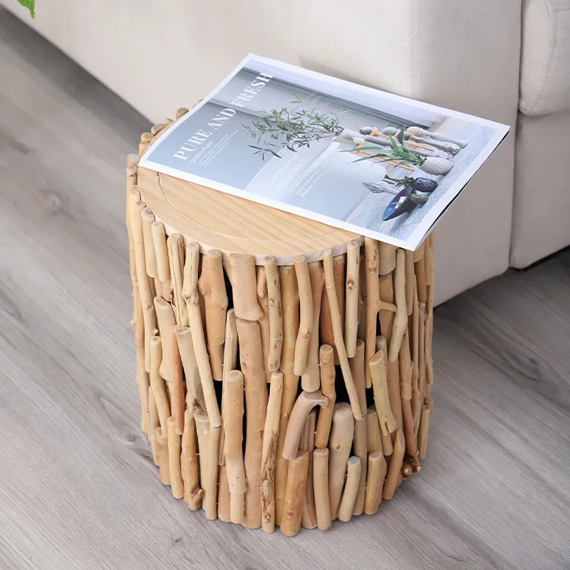 Cubo de basura de madera nórdico creativo con tapa, cesta de papel de desecho para sala de estar, cubo de basura con revestimiento interior, decoración del hogar