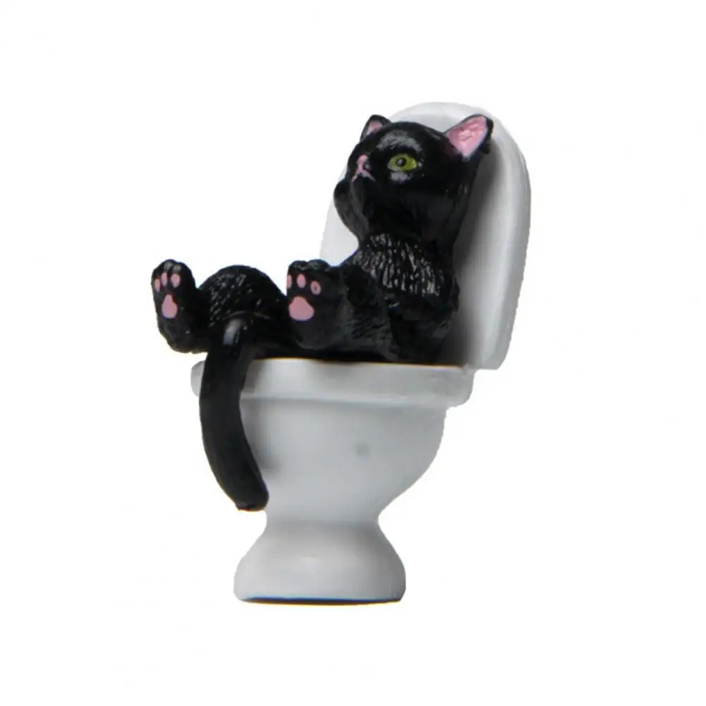 Figurine Fun Vivid Funny Cat Spiritual Consolation PVC Appearance Toilet Series Cat Statue Party Supplies