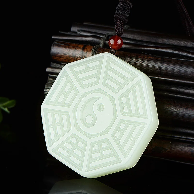 Double-Sided Carved Tai Bagua Men And Women, Hetian White Ornament, Jade Pendant