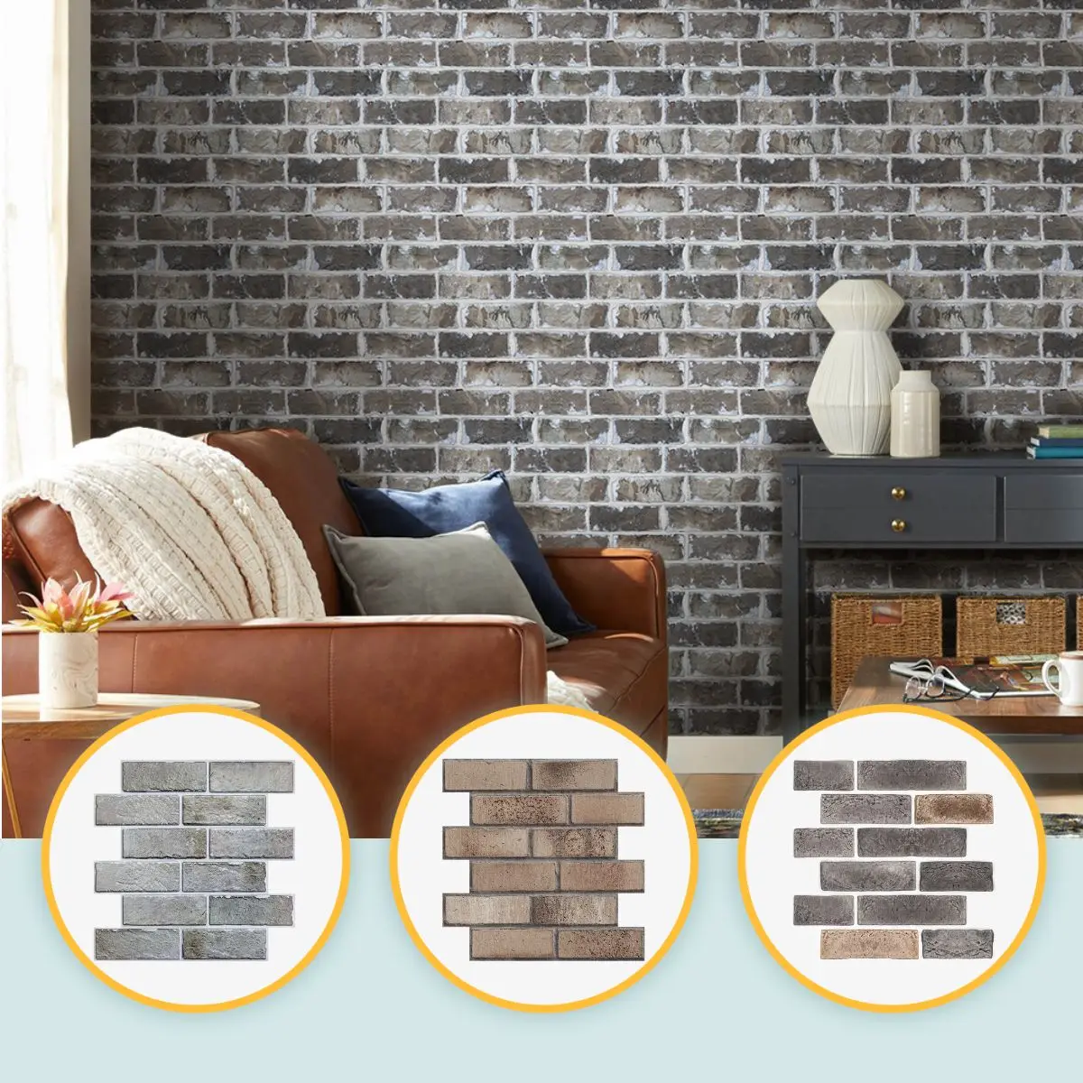 

10Pcs 3D Brick Tile Stickers, Decorative Peel and Stick Panels, Matt, Waterproof & Mold-Resistant, Living Room Decor, 30 x 30cm