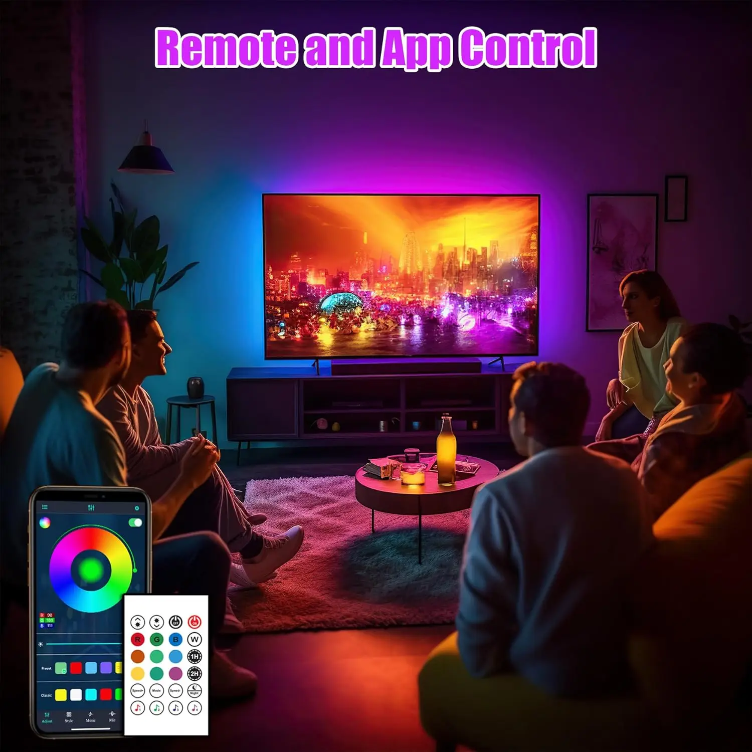 USB Powered 5050 RGB LED Strip Lights Bluetooth APP Controlled Color Changing Flexible Lamp Tape for Room Decor TV Backlight