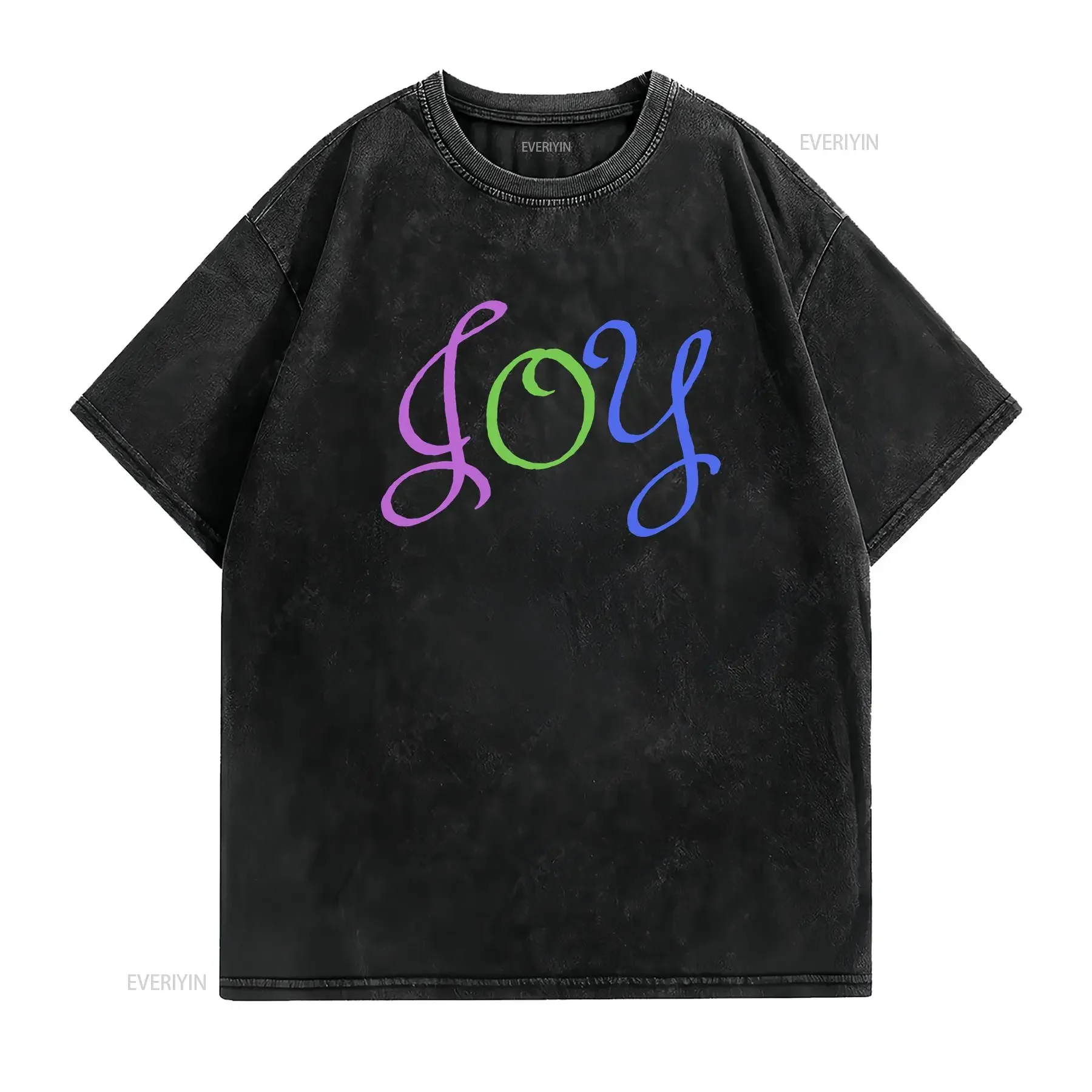 Joy T Shirt Women Motivational Happy Colorful Positive  vintage Washed Comfortable Versatile Unisex Breathable fashion