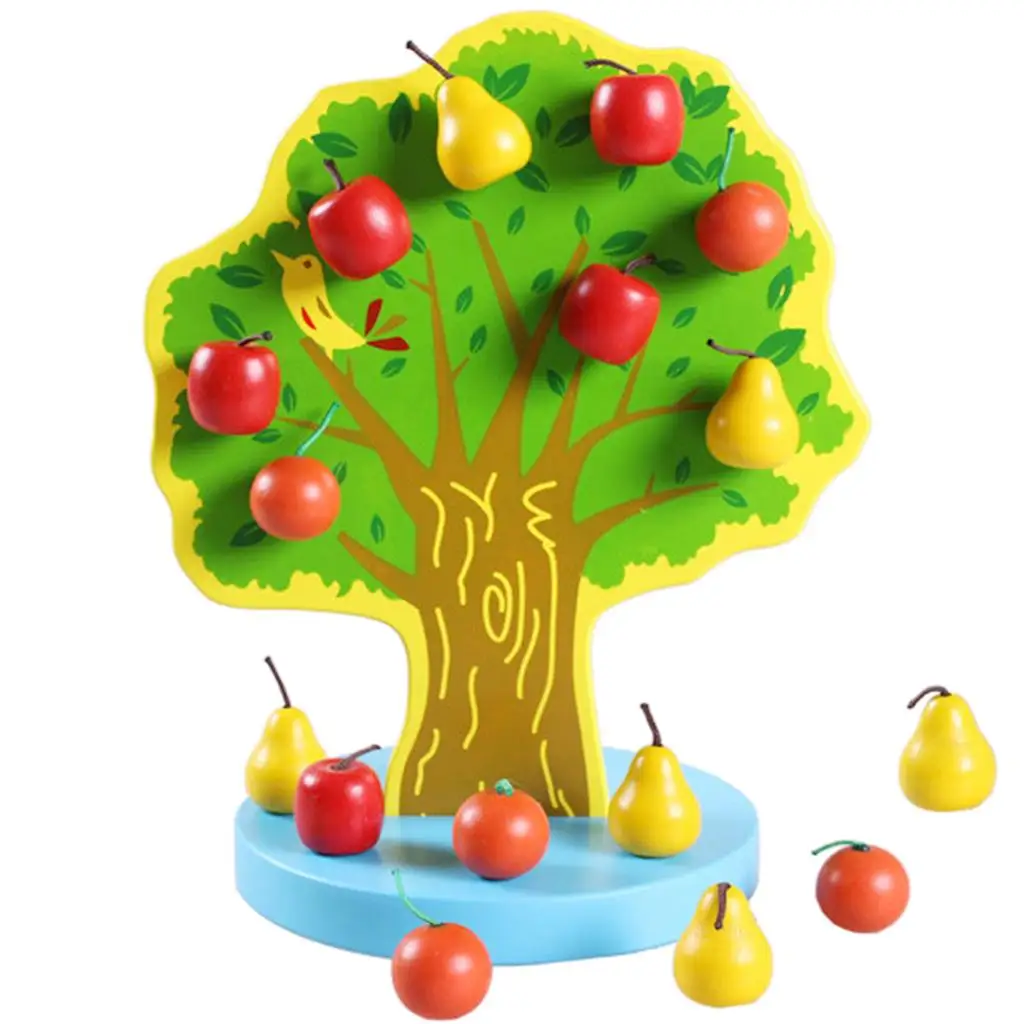 

Kids Wooden Educational Toy with 16pcs Apples Counting Game