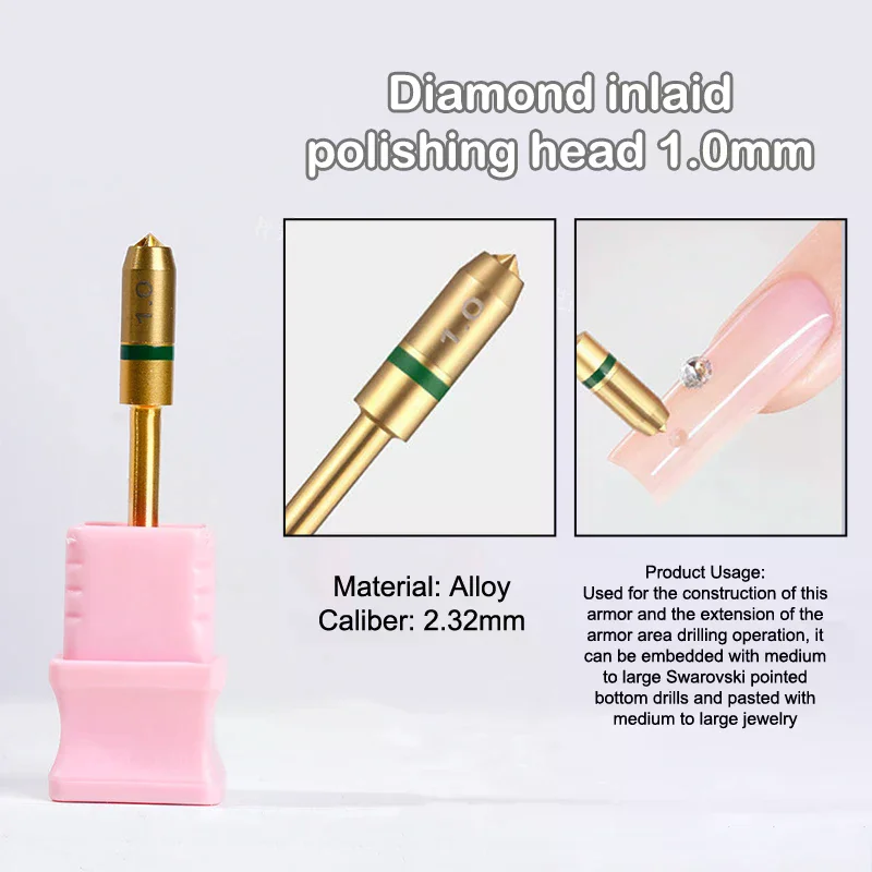 Punta per Trapano in Carburo di Tungsteno 0.4/0.6/0.8/1/1.2mm per Manicure Elettrica, Punta di Posizionamento per Testa di Levigatura