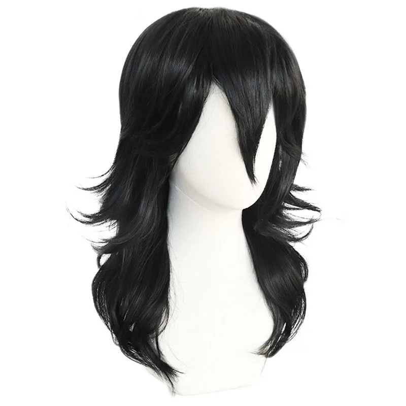 Anime My Boku no Hero Academia Shouta Aizawa Long Black Wavy Heat Resistant Cosplay Costume Wigs + Wig Cap