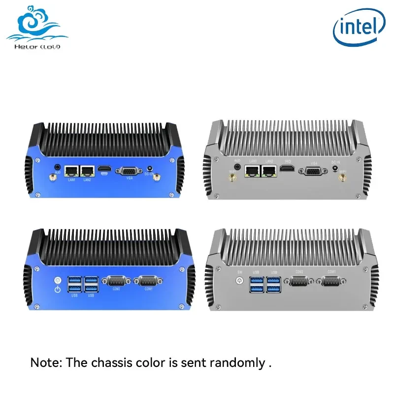 Helorpc 2LAN2COM Mini PC industriale con supporto Inter i5-5200U/I7-5500U Win10/11 Linux Pfense WiFi Firewall Computer senza ventola