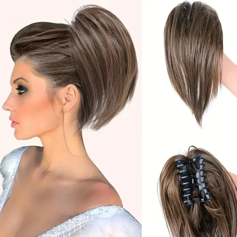 สวมใส่ง่าย Messy Bun ผมชิ้นธรรมชาติ Wavy Claw คลิปใน Buns ผมผู้หญิง Chignon ผมสังเคราะห์ Bun Extension ง่ายรูปแบบ