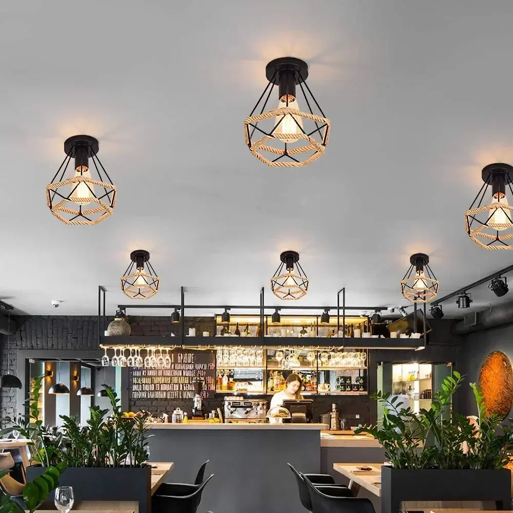 النمط الصناعي ضوء السقف رئيس واحد الإبداعية الحديد الفن مطعم الممر ضوء الملابس متجر مقهى شخصية الماس الخفيفة #6