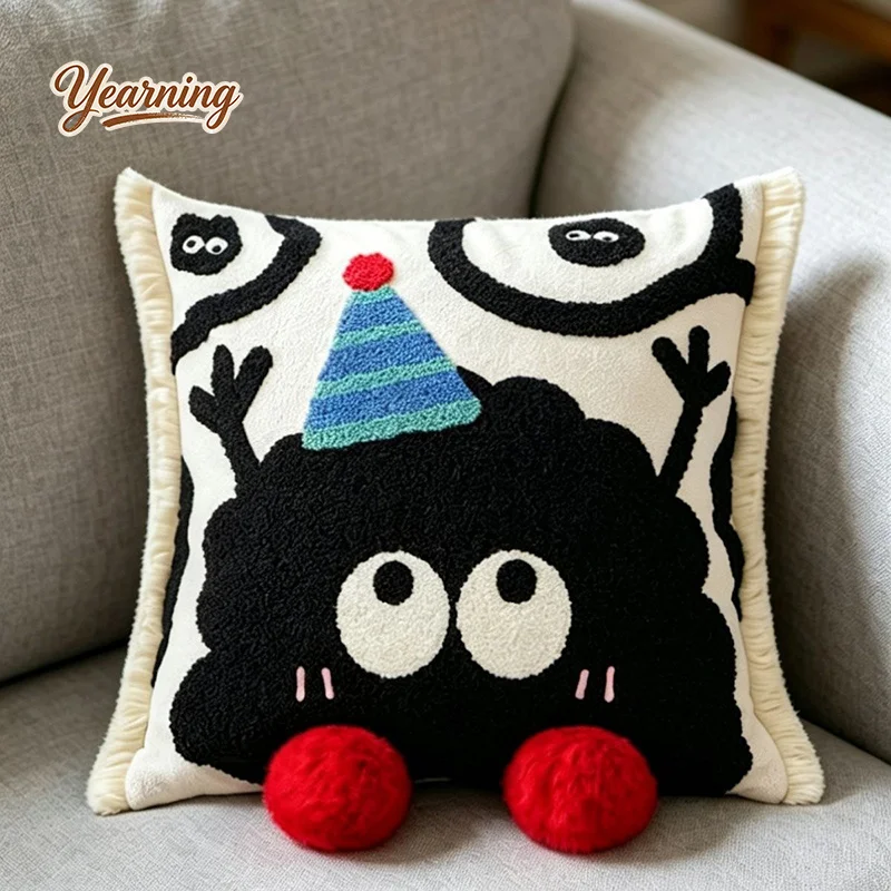 

High Quality Black Coal Ball Pillow Cute Bestseller Plush Dopamine Cushion Room High Grade Throw Pillow