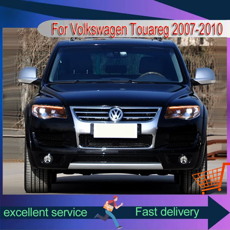 A Pair of Car Stuff Modified For VW Volkswagen Touareg 2007-2010 Front Light DRL Head Lamp LED Plug And Play Tool Accessories